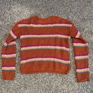 Cat & Jack Women's Sweater in Rust and Multicolor Stripes